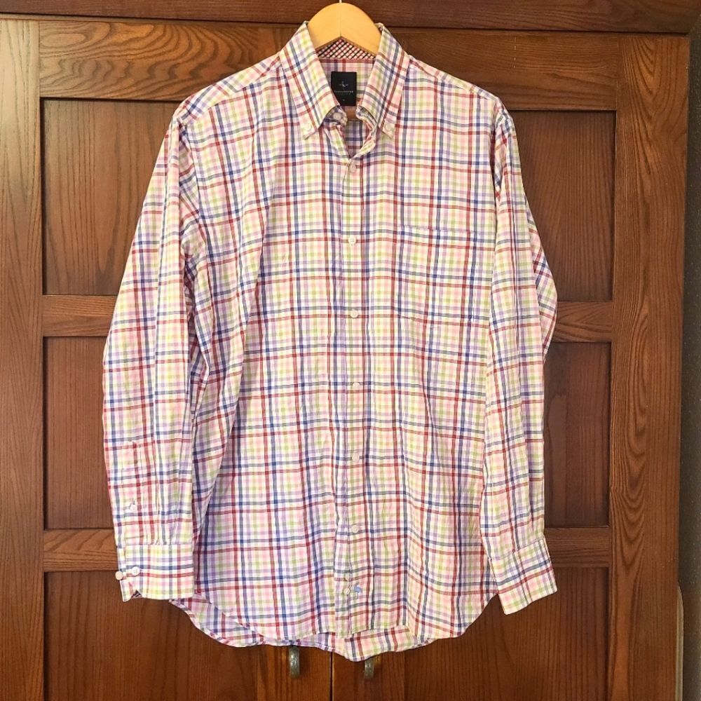 Tailorbyrd Mens Button Down Checked Dress Shirt